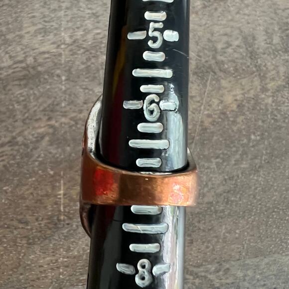 🍭6/$30 Milky iridescent yellowish brown silver metallic cocktail ring size 7 - Picture 5 of 8